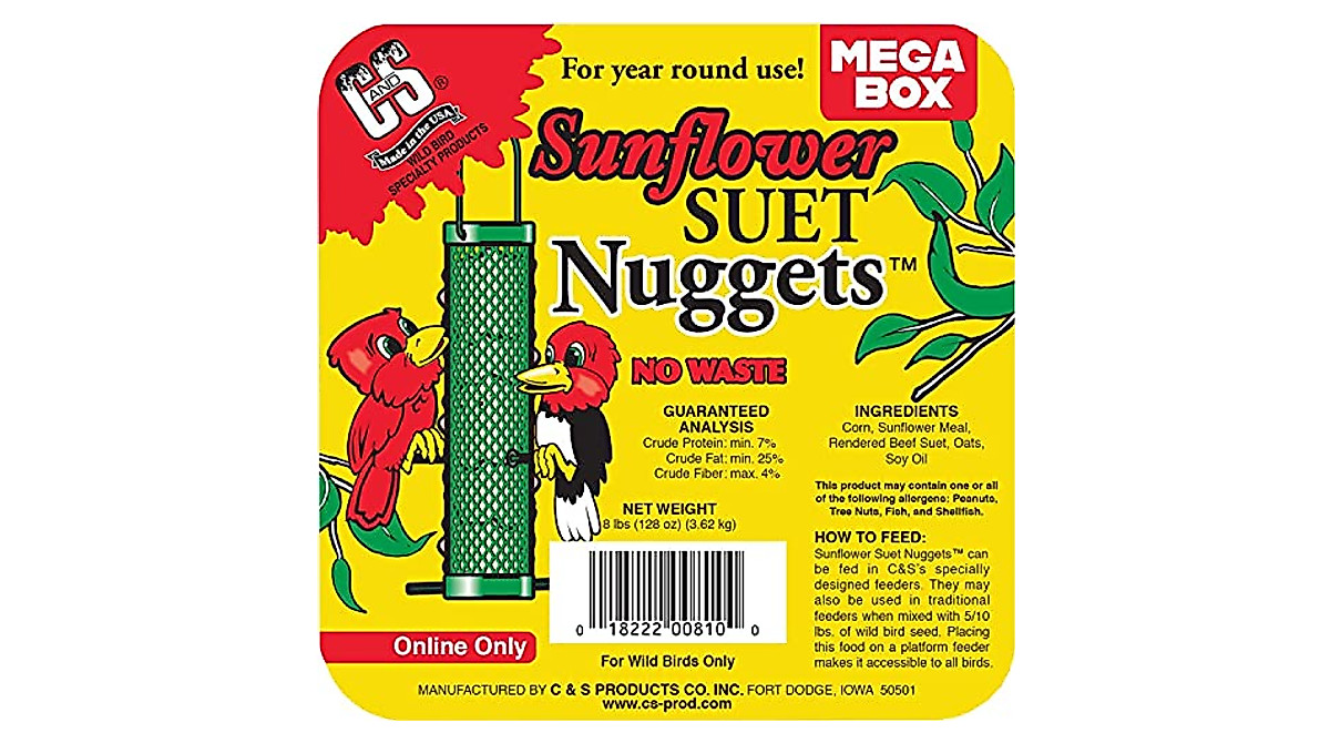Wild Bird Sunflower Suet Nuggets - 8 Pound Mega Box for Attracting Birds