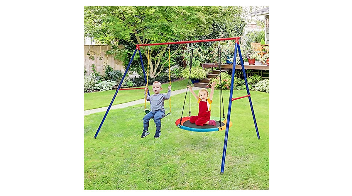 Heavy Duty INFANS 2 Seat Swing Stand - Supports 550 lbs - Indoor & Outdoor