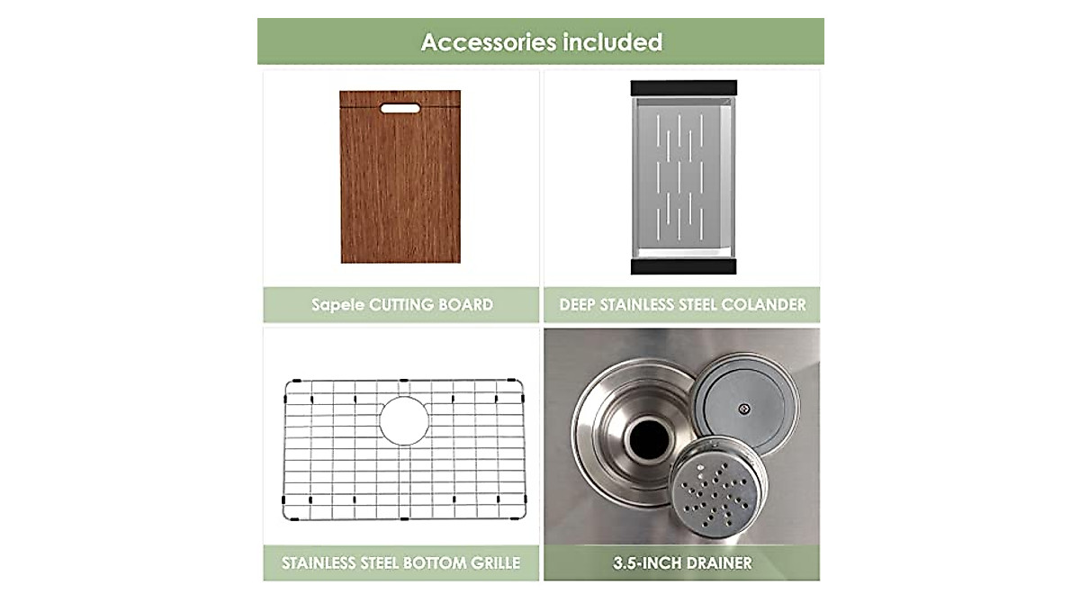 27″ X 18″ X 9″ Undermount Kitchen Sink – Handmade 16-Gauge Stainless Steel Single Bowl With Bottom Grid & Strainer