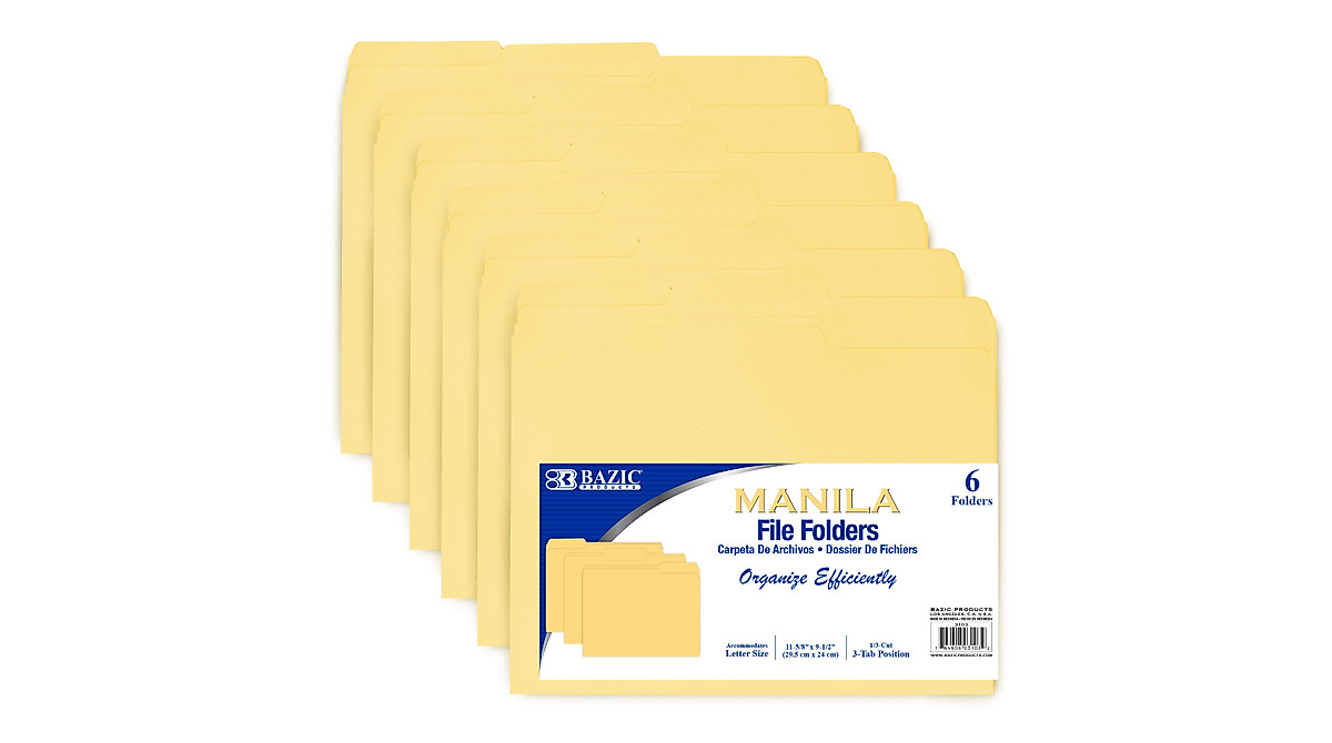 BAZIC Manila File Folders - Durable 1/3-Cut Tab Filing Solution