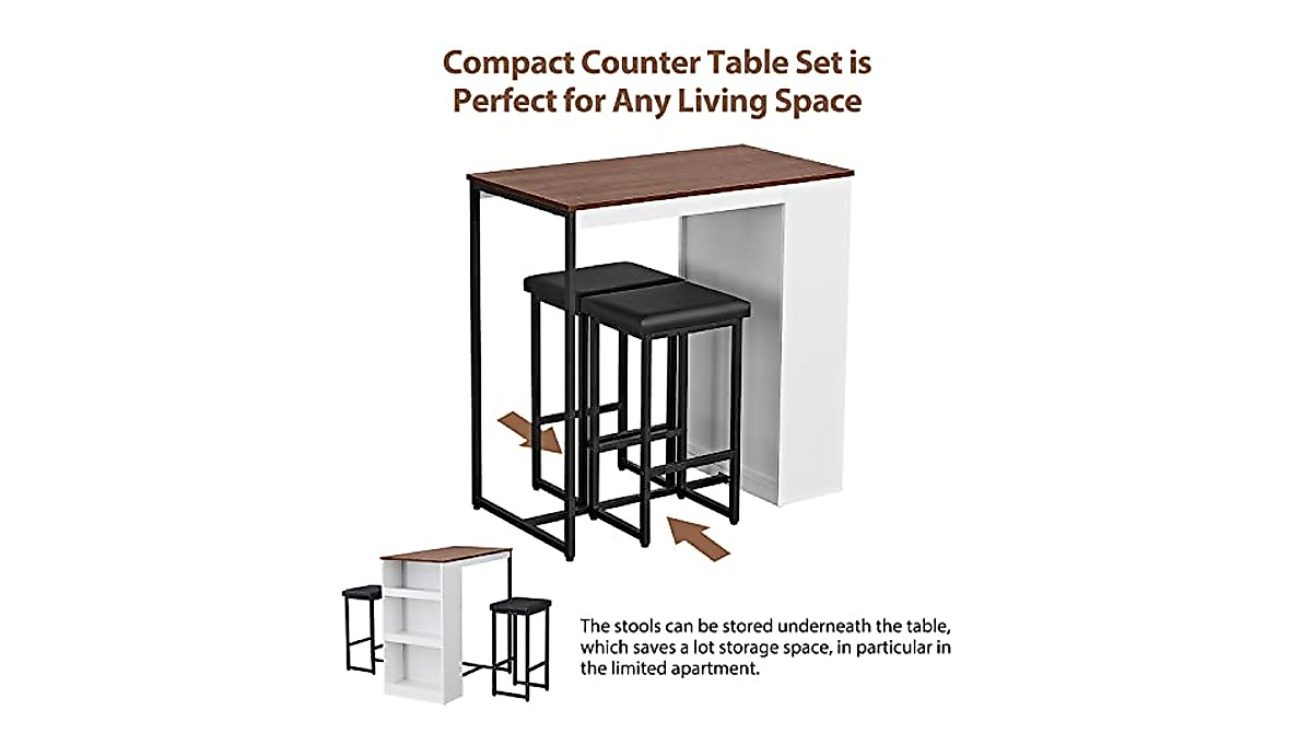 Panana 3 Piece Dining Table Set with Storage Stools | Compact & Stylish