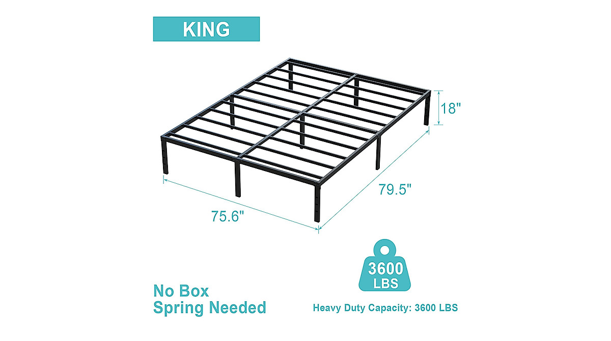 OSASET King Size Bed Frame: Heavy Duty Metal, No Box Spring, Storage