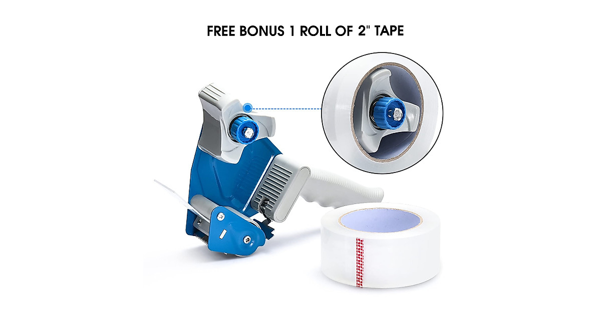 Pacific Mailer 2 Inch Packing Tape Dispenser Gun - Heavy Duty & Ergonomic