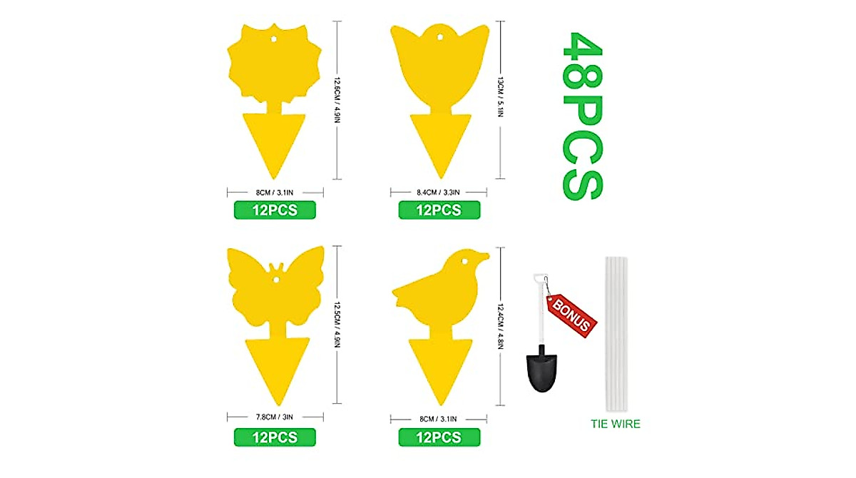 Effective 48 Pcs Yellow Sticky Traps for Fruit Flies & Pests
