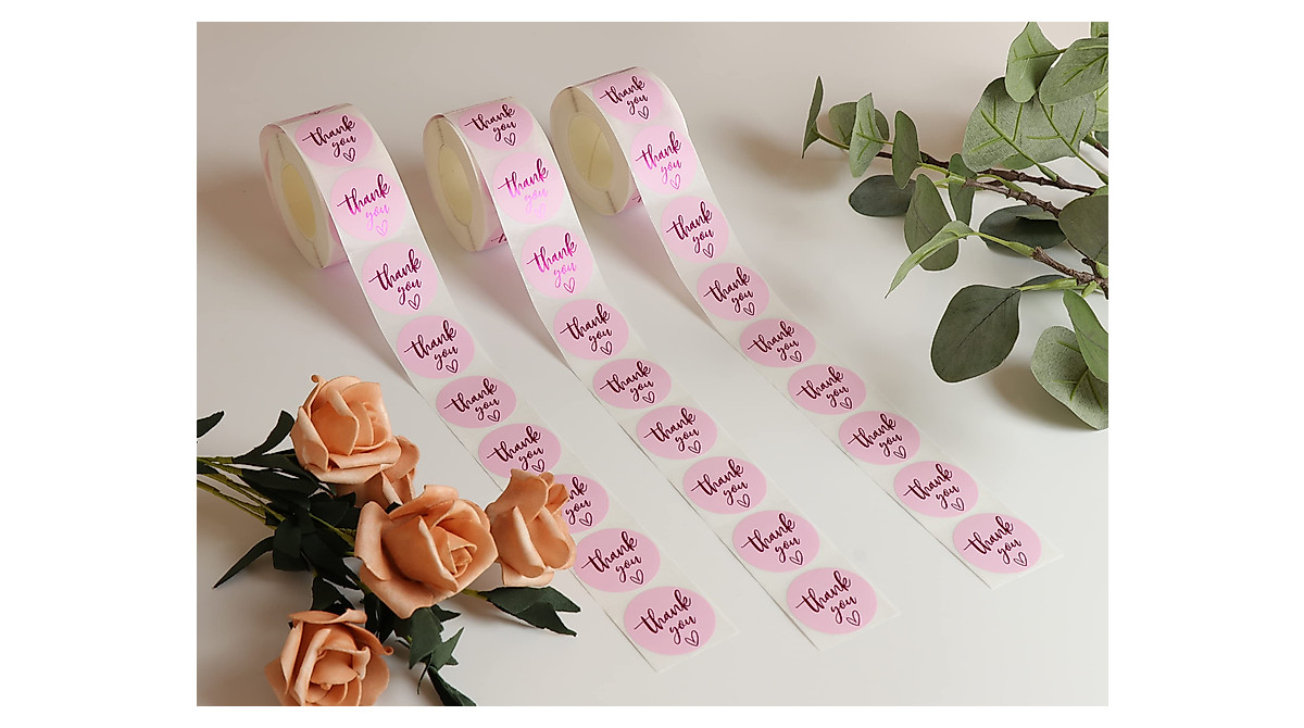 500 Pink Thank You Stickers for Small Business Supplies