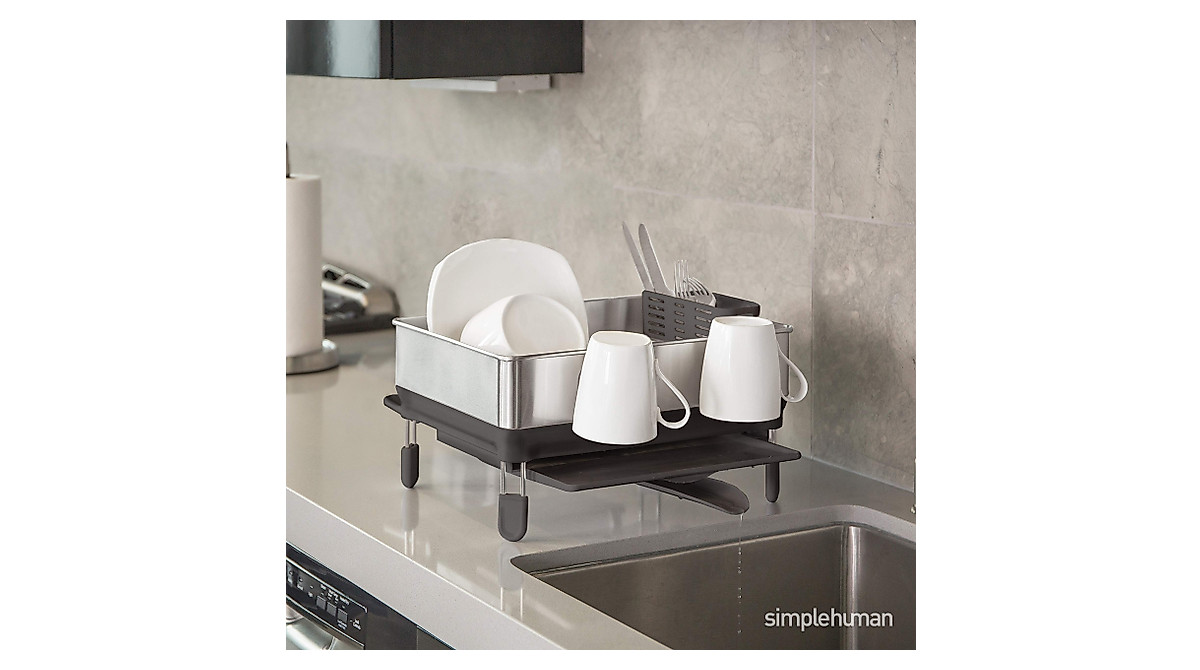 Simplehuman Compact Steel Dish Rack with Swivel Spout | Space-Saving ...