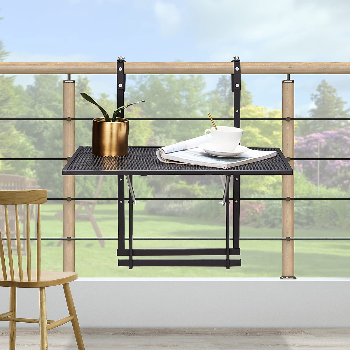 Adjustable Folding Balcony Railing Table - Eusuncaly