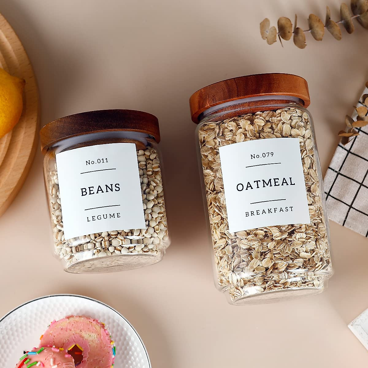 Minimalist Kitchen Pantry Labels - 132 Waterproof Stickers
