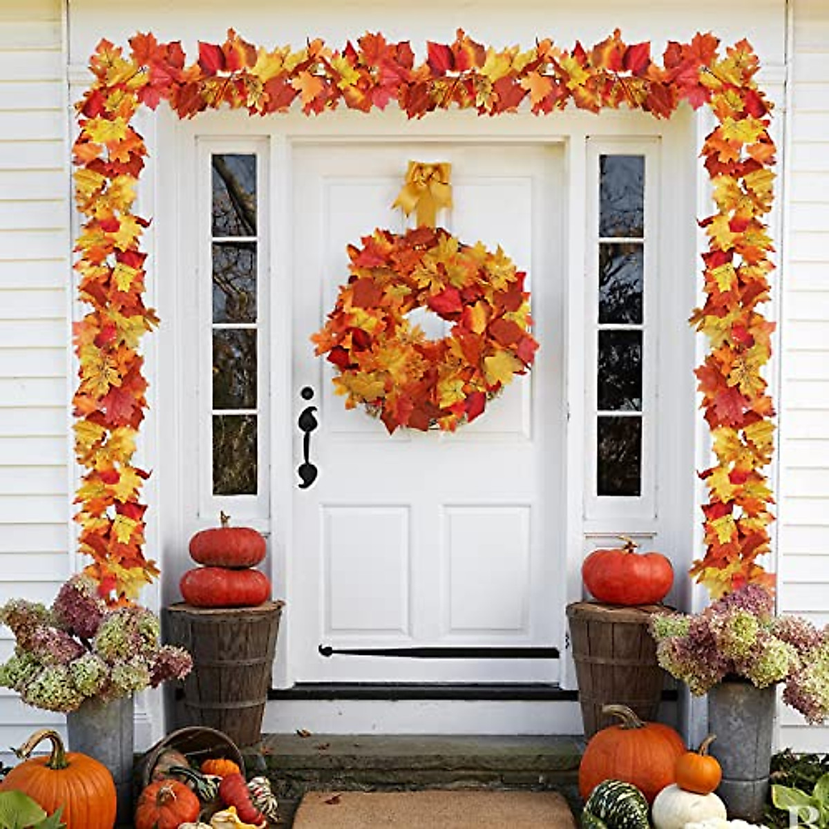 2 Pack Fall Garland with Lights - Autumn Decor for Home & Outdoors