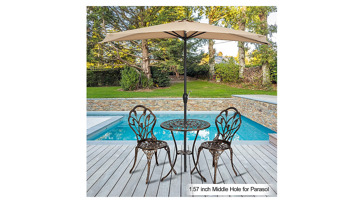 Bonnlo Patio Bistro Set 3-Piece Cast Aluminum Outdoor Table & Chairs