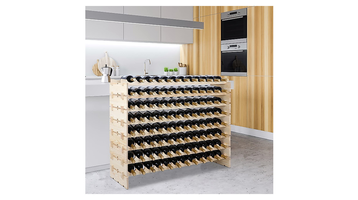 ZenStyle 96-Bottle Wooden Wine Rack - Space-Saving, Easy Assembly