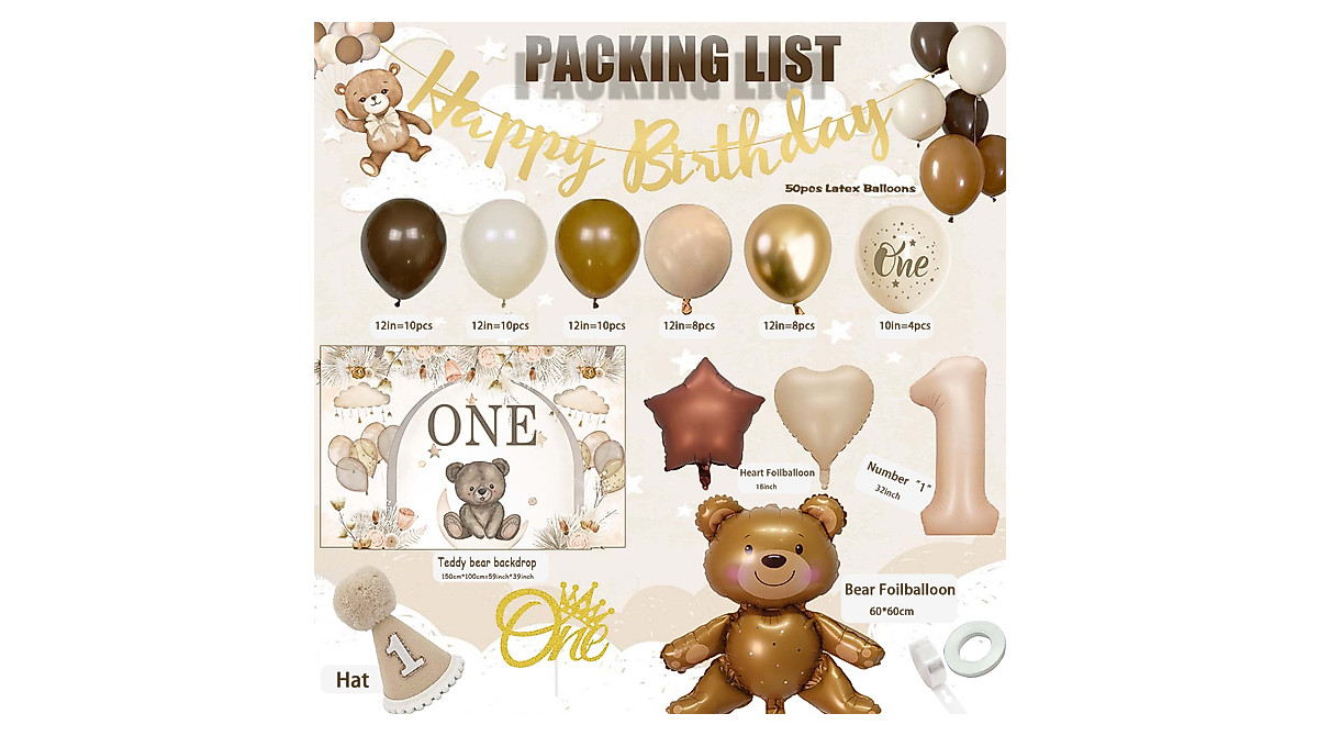 Teddy Bear 1st Birthday Decorations for Boys - SCMDOTI