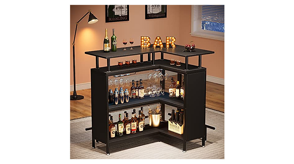 Tribesigns L-Shaped Home Bar Table for Your Space