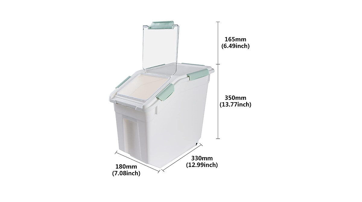 Qiveno Airtight Rice Storage Container with Wheels - 25lb