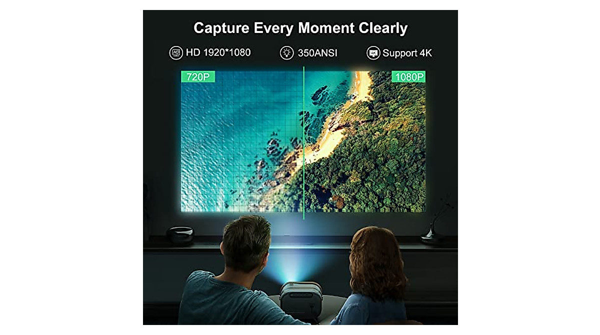 BlitzMax Mini Projector - Native 1080P Android 9.0, 5G WiFi, Bluetooth