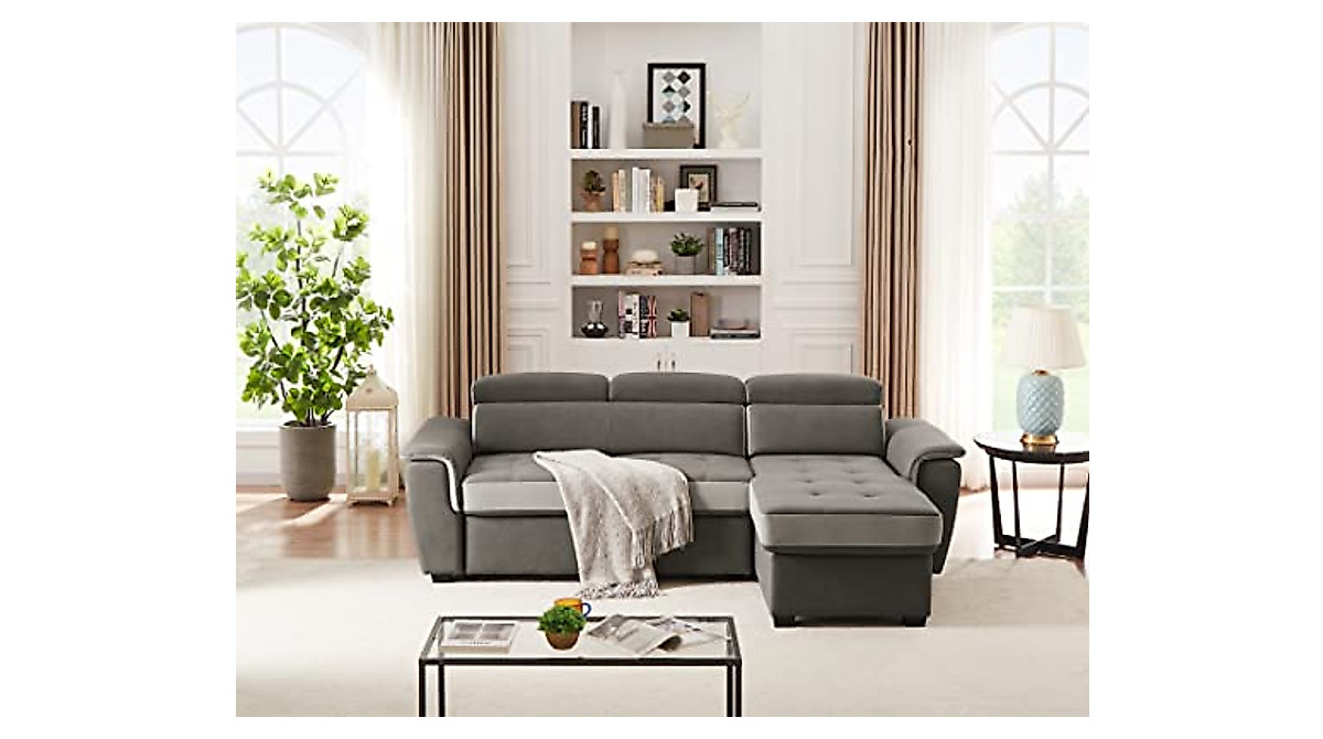 Modern Faux Leather Pull-Out Sleeper Sofa for Comfort