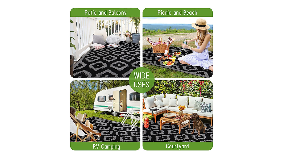 Reversible 5x8ft Outdoor Rug - Waterproof & Durable