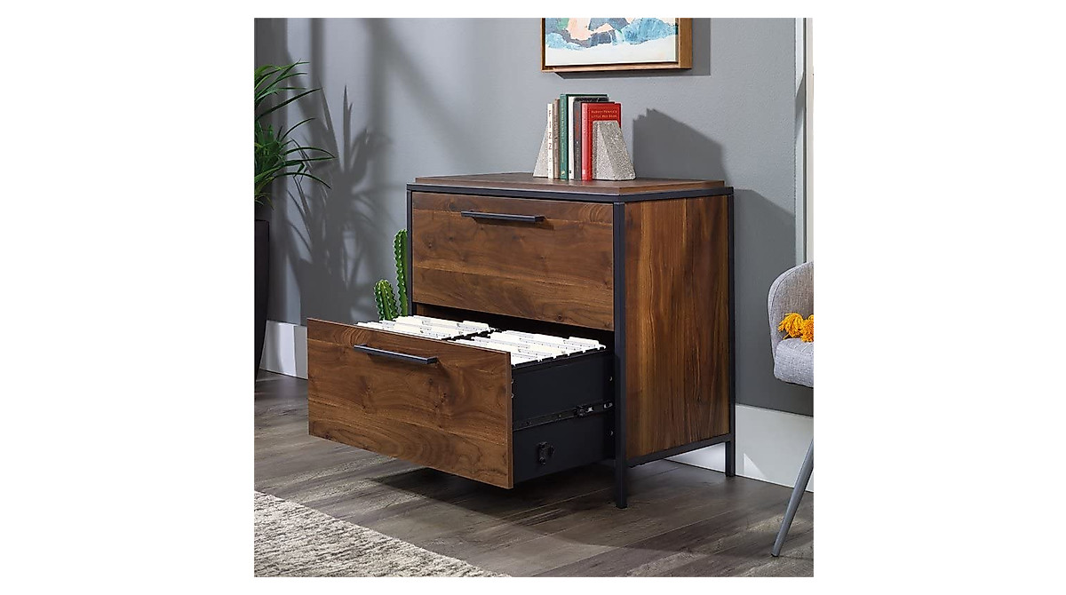 Sauder Nova Loft 2-Drawer Lateral File Cabinet in Walnut | Stylish Storage