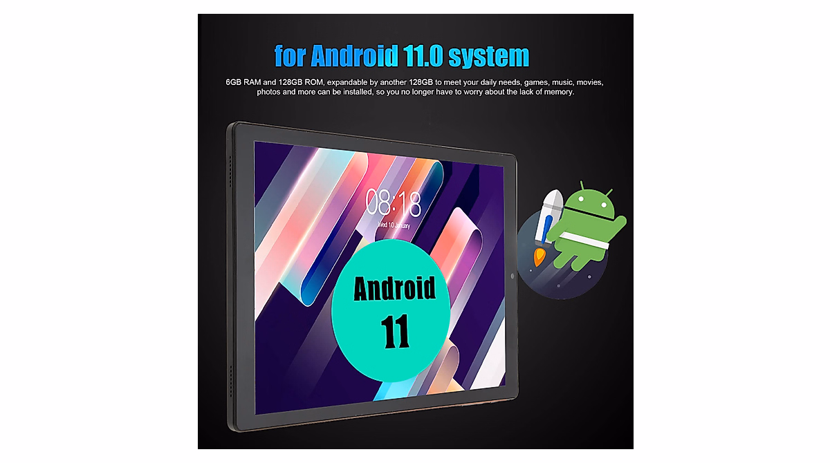 10.1in Android Tablet with 1920x1080 IPS, 6GB RAM & 128GB Storage