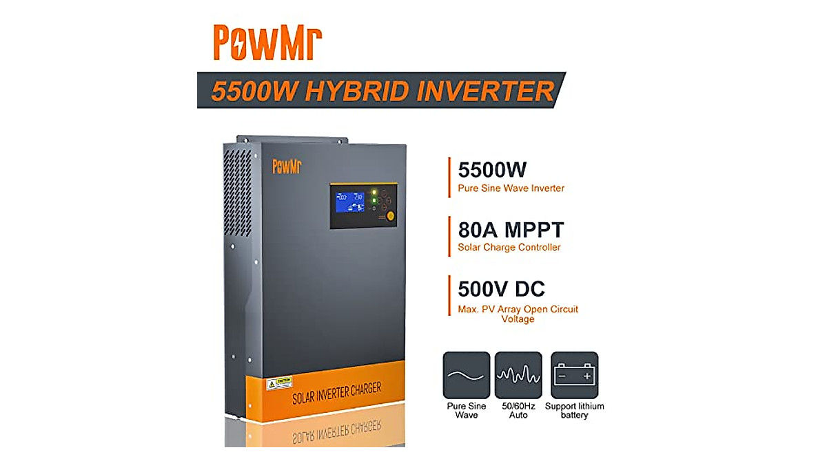 PowMr 5500W Hybrid Inverter for Off-Grid Power | Pure Sine Wave 48V