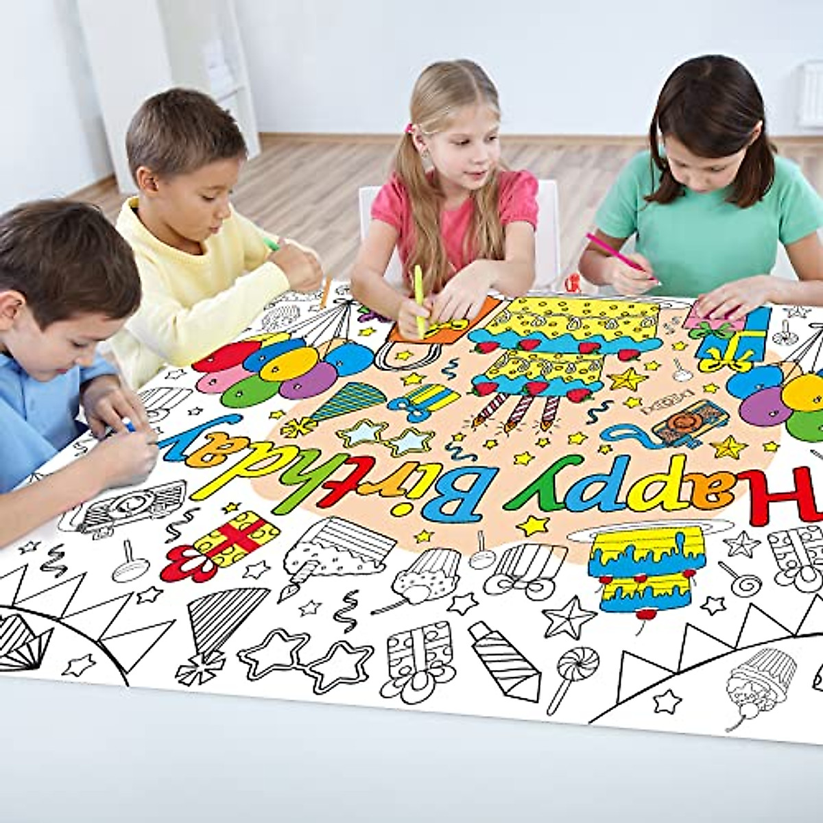 ZOIIWA Happy Birthday Giant Coloring Poster for Kids