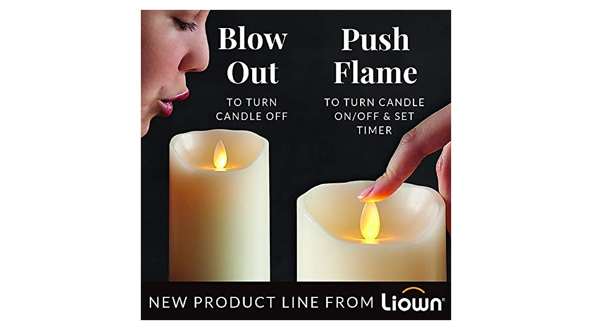 Raz Imports Push Flame Ivory Pillar Candles with Remote - Flameless Decor
