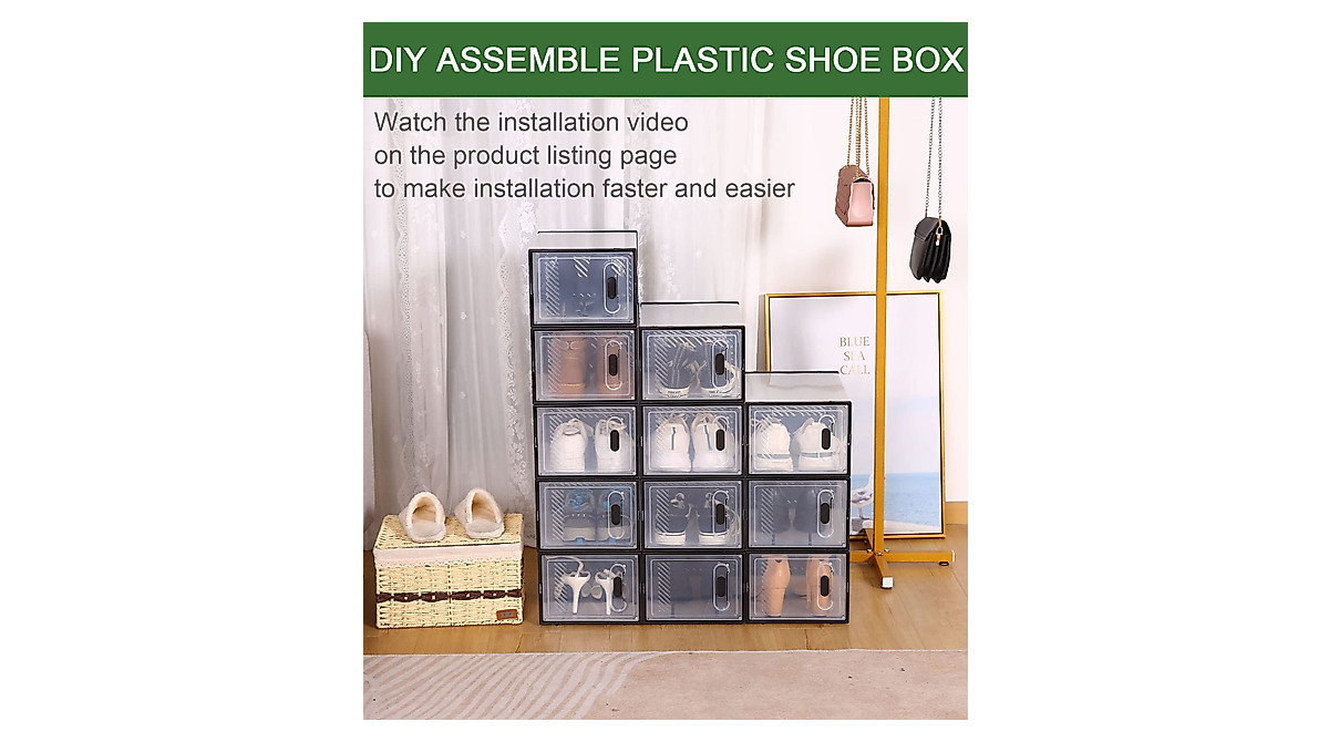 Clear Stackable Shoe Storage Boxes - 12 Pack