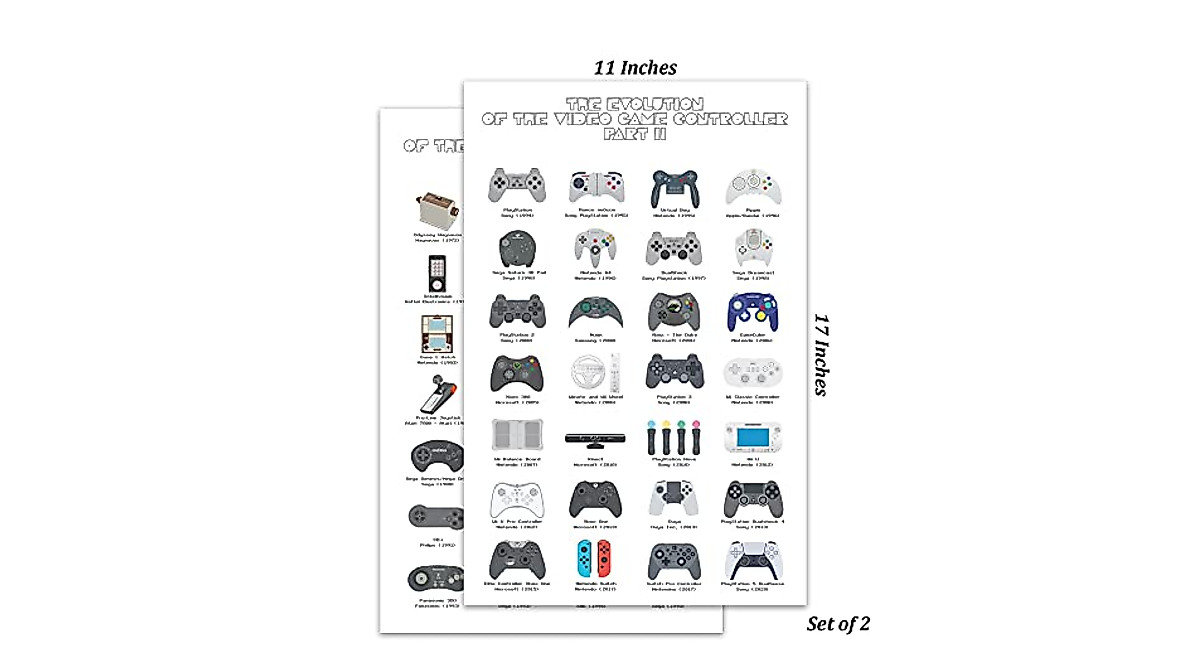 Retro Video Game Posters - Evolution of Controllers Wall Art