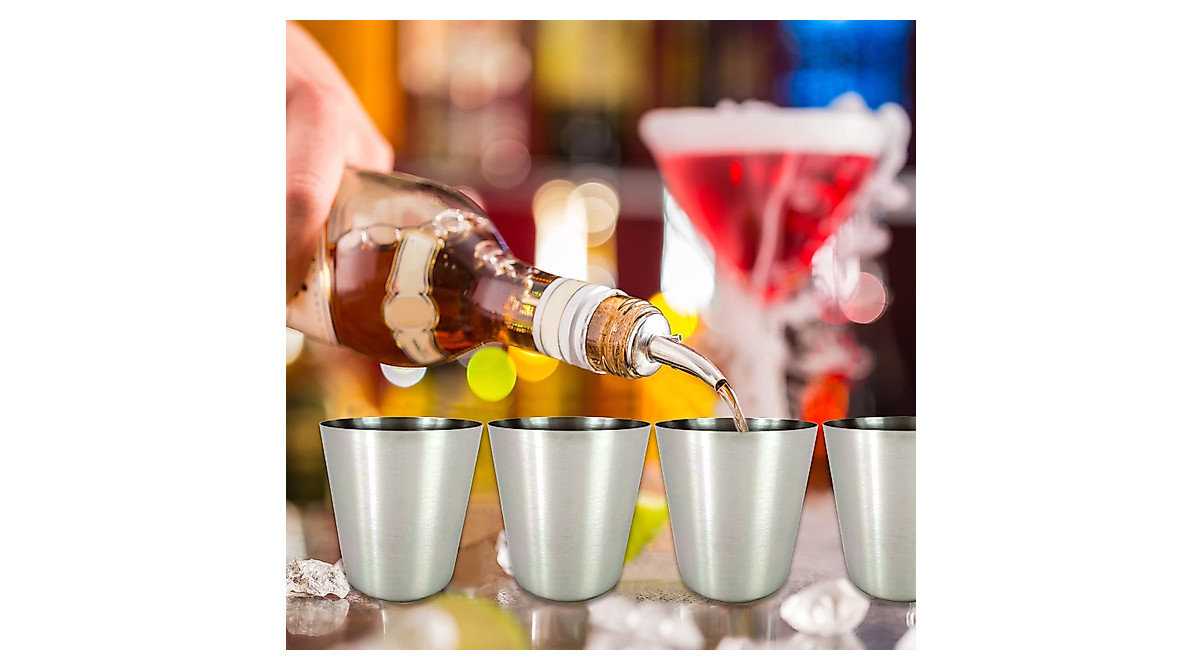 FLASHCastle 4-Piece Stainless Steel Shot Cups for Whiskey & Liquor