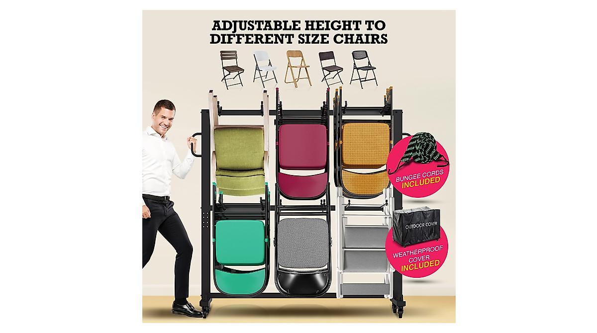 ALAGPRO Folding Chair Rack - 84 Chair Capacity Storage Cart