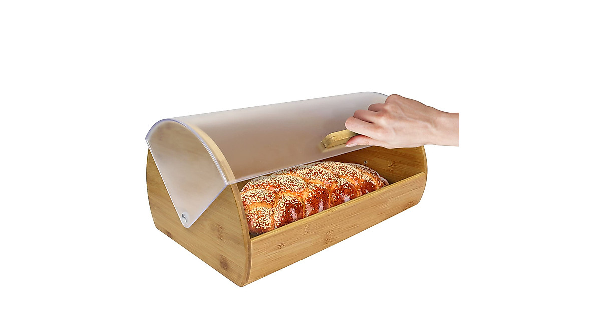 Bamboo Bread Box with Acrylic Cover – Durable & Eco-Friendly