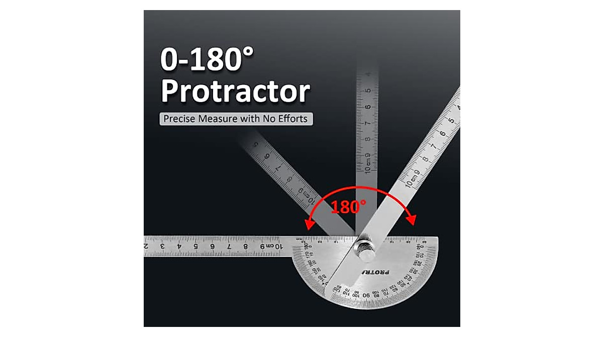 Suiwotin Angle Protractor 0-180° Stainless Steel Measuring Tool