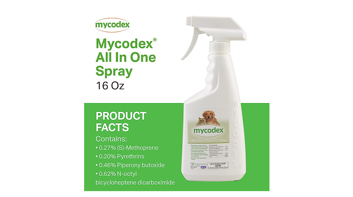 PRN Pharmacal Mycodex Flea & Tick Spray for Dogs & Cats | 16 Oz