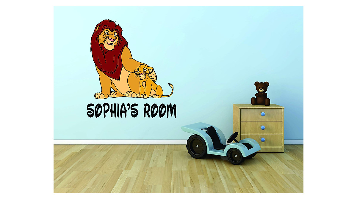 Lion King Wall Decals for Kids Bedroom - Custom Cartoon Name Stickers
