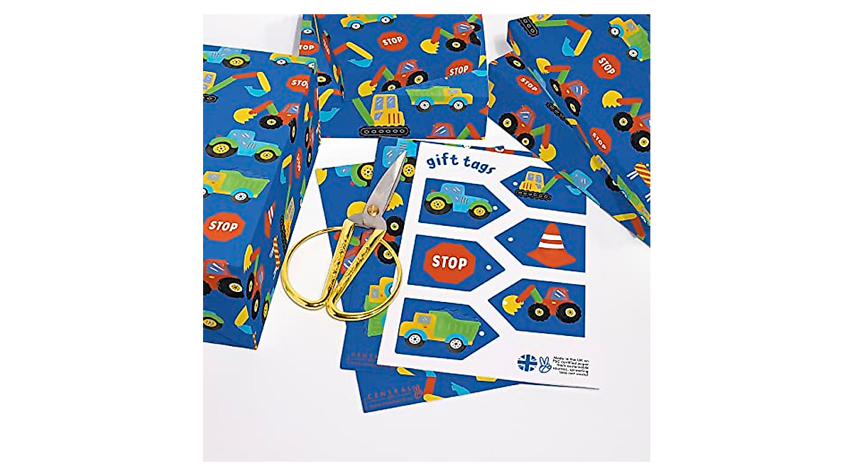 CENTRAL 23 Tractor Wrapping Paper - 6 Sheets for Kids