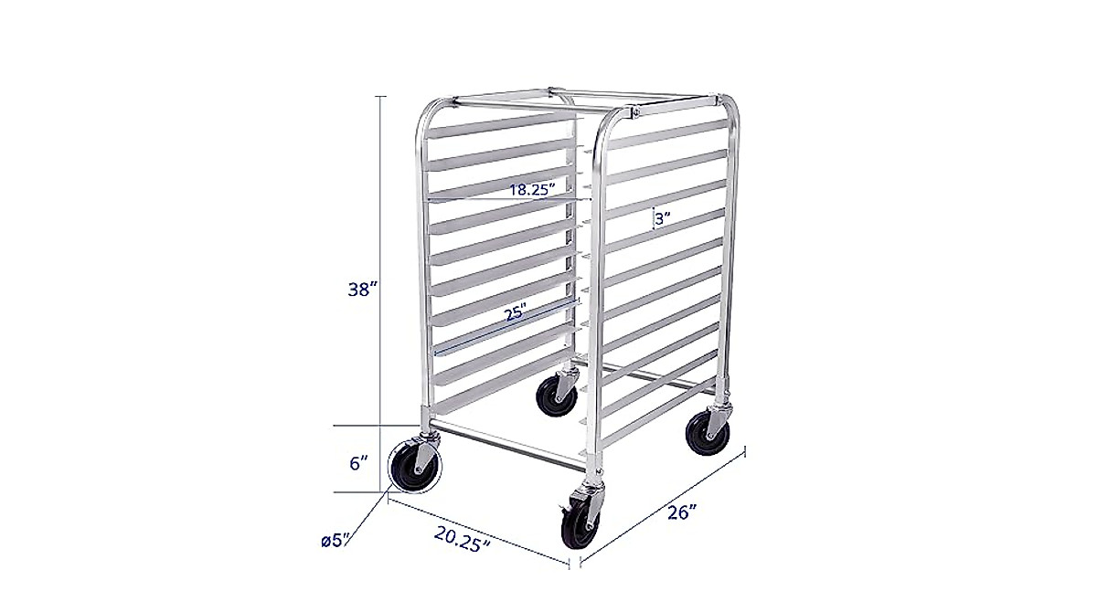 HARDURA 10-Tier Commercial Sheet Pan Rack with Wheels