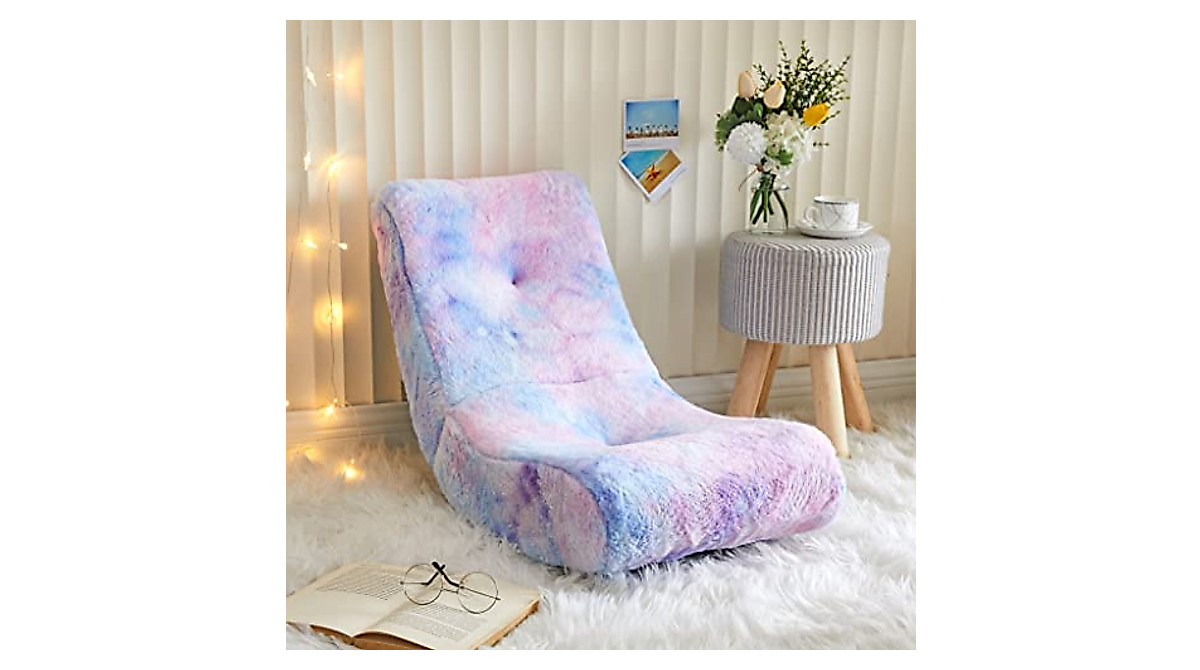 Heritage Kids Faux Fur Gaming Chair - Cozy Purple Rocker for Kids