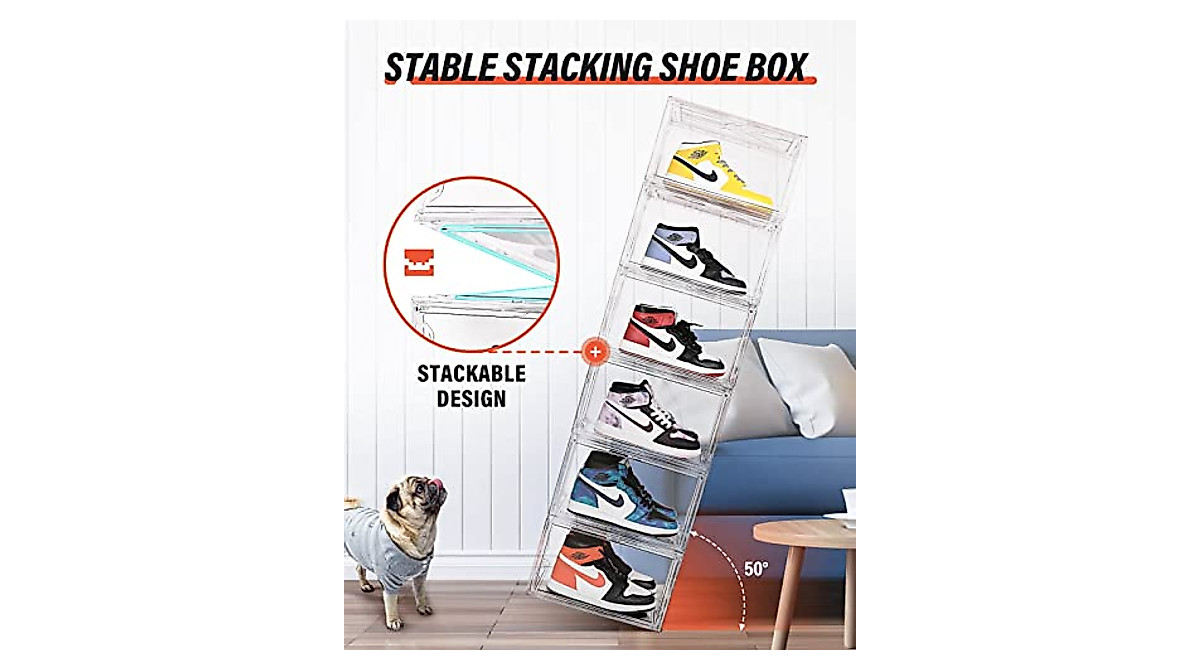 Clear Stackable Shoe Boxes - KDOR 10 Pack