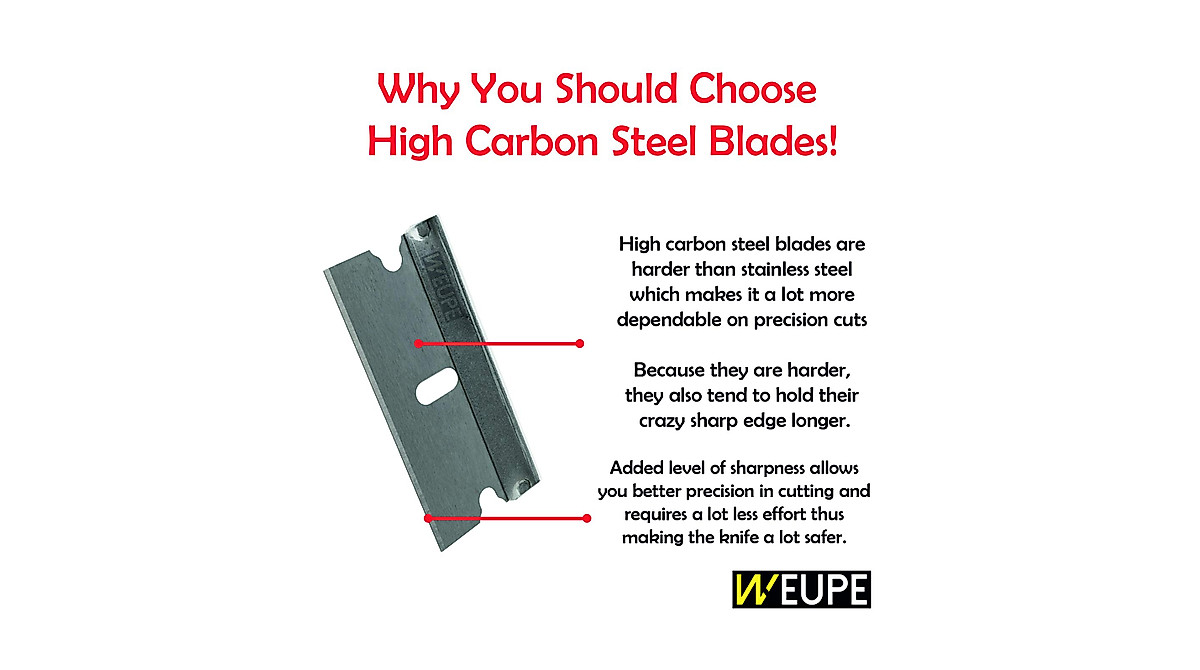 WEUPE Razor Blades Utility: Single Edge Razor Blades 100 Pack, Razor ...