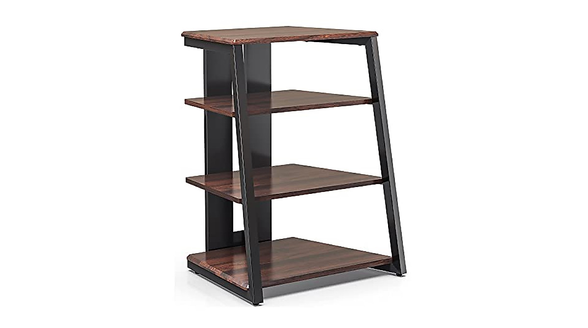 Modern 4-Tier AV Media Stand - Walnut Finish