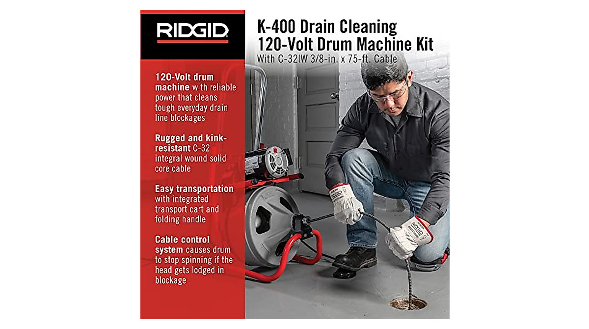 RIDGID K-400 Drain Cleaning Machine Kit | Professional Grade 120V Tool