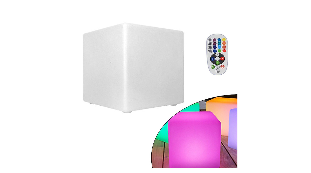 LED Square Cube Chair 16 RGB Color Changing Light Up Rechargeable ...