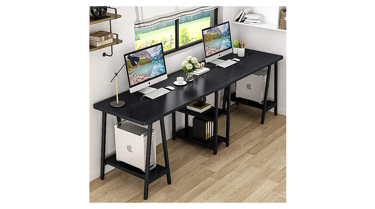 Tribesigns Double Computer Desk 94.5 Inch for Home Office and Gaming