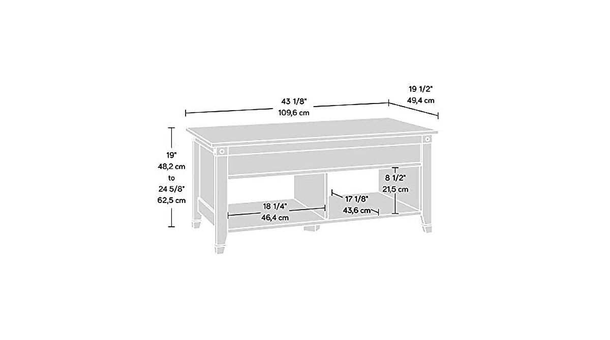 Tavolino Sollevabile Sauder Carson Forge - Con Contenitore Nascosto, Finitura Ciliegio Washington - 3