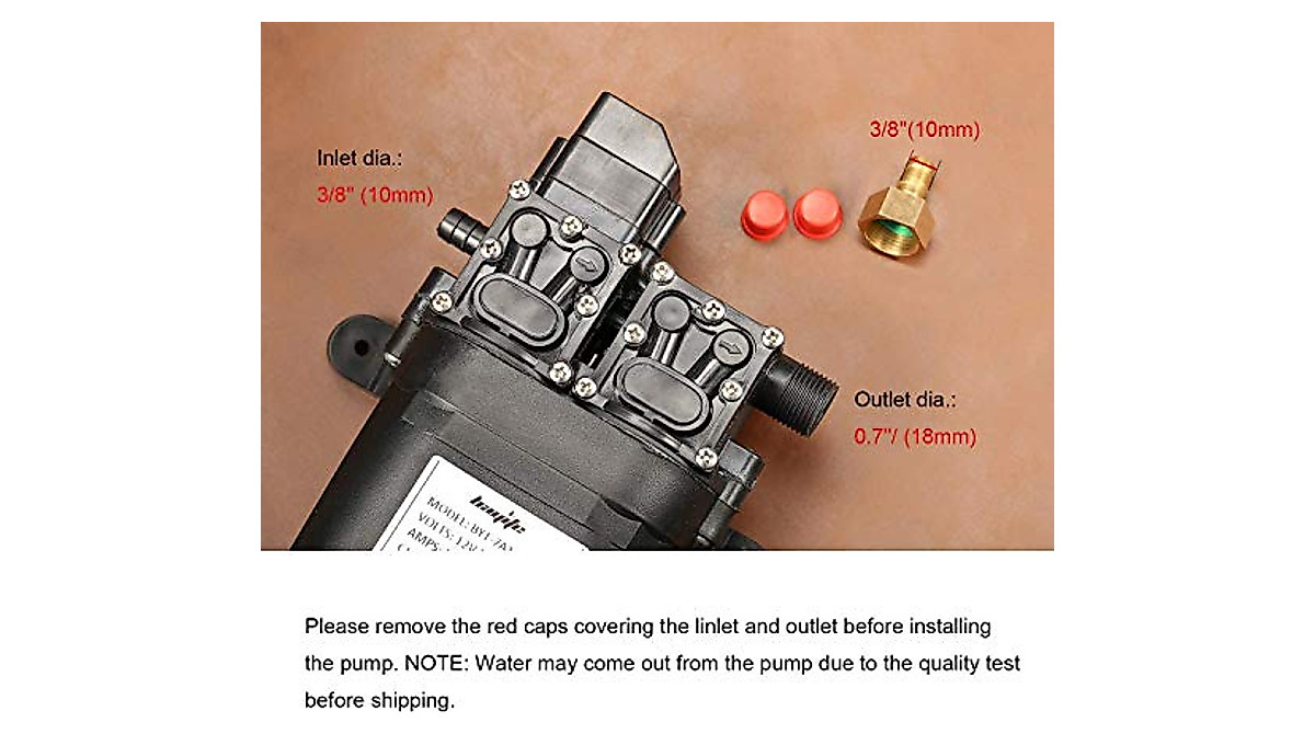 Bayite 12V DC Fresh Water Pump - Reliable 2 GPM Diaphragm Pump