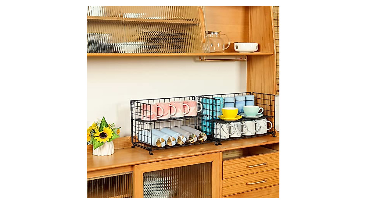 Stackable Mug Rack - 4 Tier Holder for Cups & Bottles