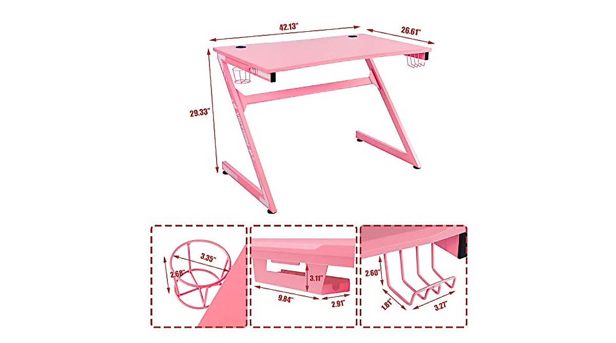 YIGOBUY Pink Gaming Desk - Stylish & Sturdy