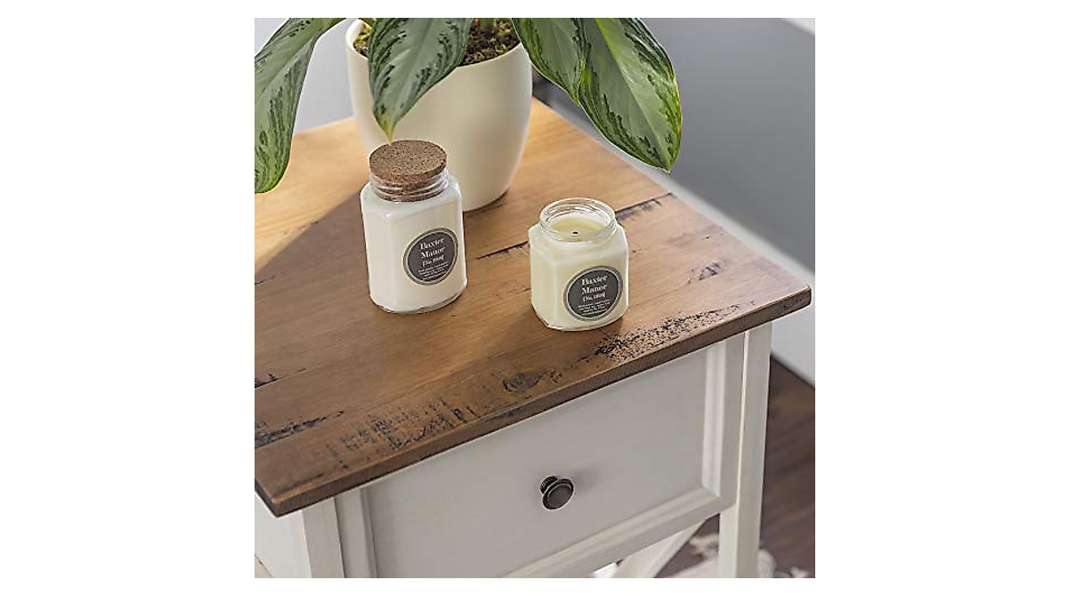 Walker Edison Natalee Farmhouse Side Table with Drawer - Rustic Charm