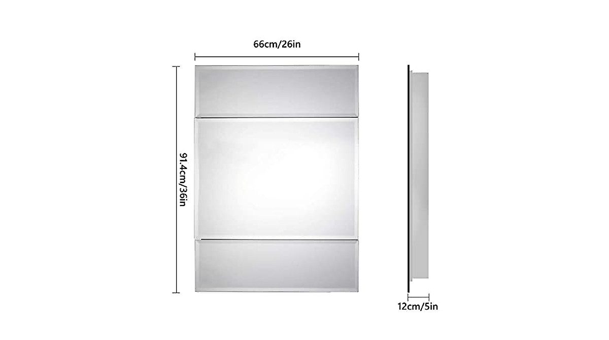 Movo 36x26 Inch Aluminum Medicine Cabinet with Dual Mirrors