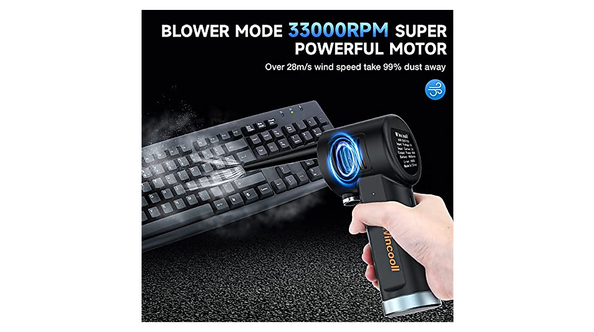 Powerful Cordless Air Duster for Computer Cleaning | Rechargeable 6000mAh
